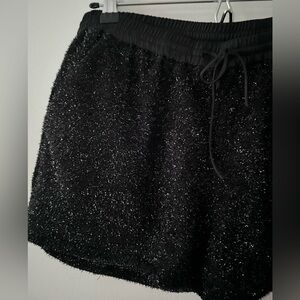 MANGO Casual Black Sparkle Knit Shorts — Size M